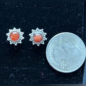 Carnelian and sterling studs. New.